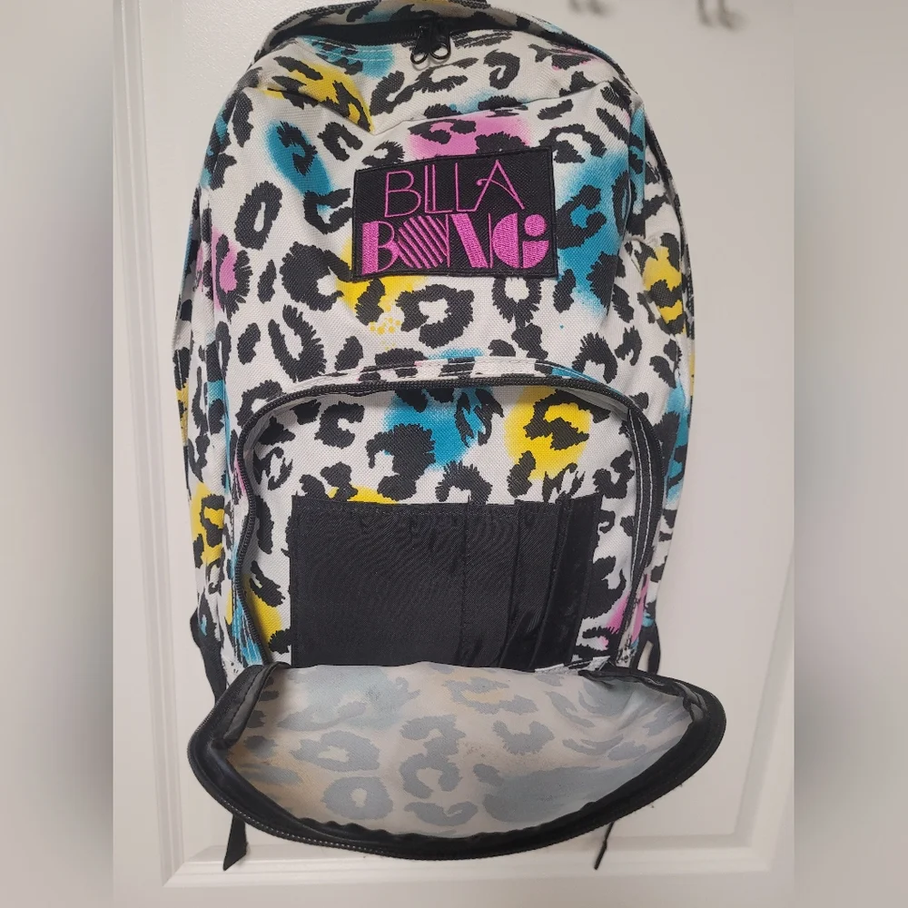 Billabong Leopard Print Backpack, Pink, Blue, Yellow, Canvas, Colorful - Picture 10 of 13